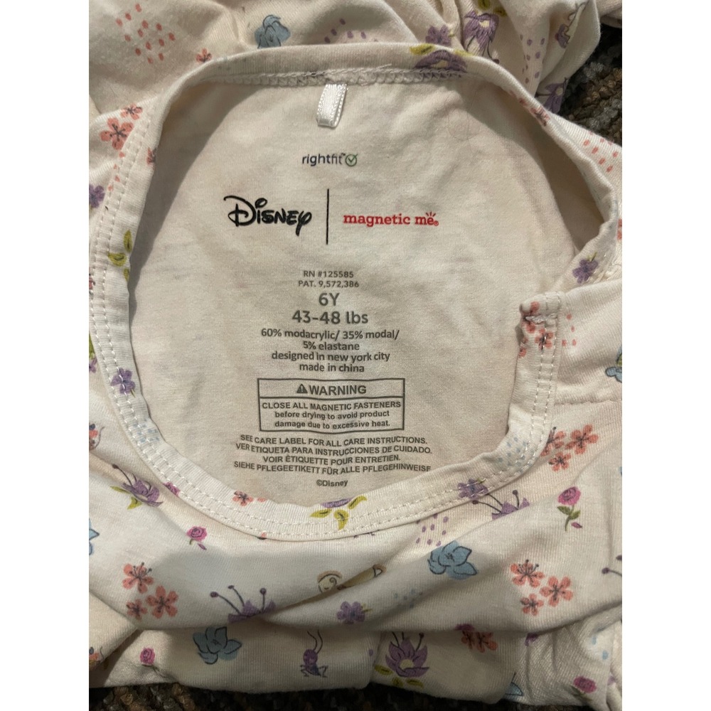 Disney x Magnetic Me Girls Floral Butterfly Ruffle Nightgown Sleep Dress 6Y I05 - Picture 3 of 3